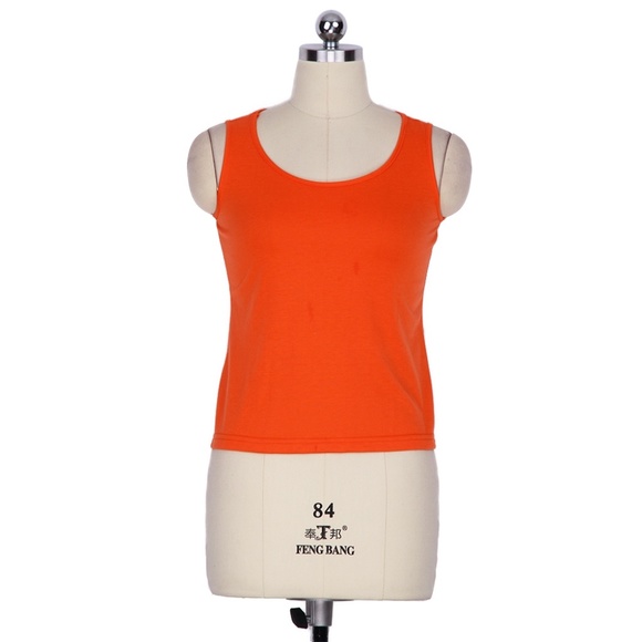 Orange Hollow Out Back Tank Top - Picture 5 of 7